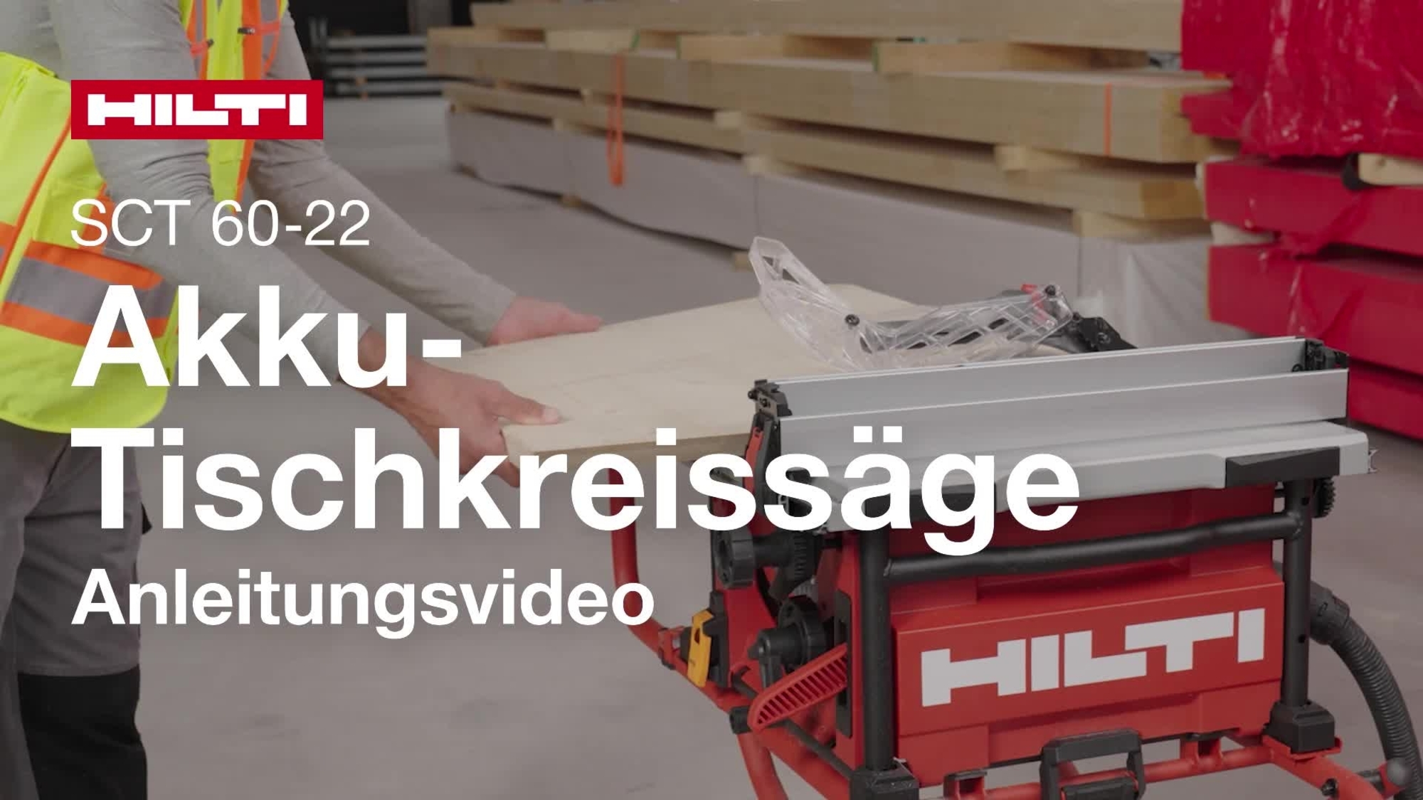 Anleitungsvideo zur richtigen Verwendung der Akku-Tischkreissäge SCT 60-22. HNA-Version.