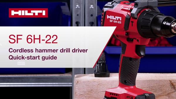 SF   6H-22 3rd generation Nuron cordless hammer drill driver how-to quick-start   guide with B22-85 battery battery, belt hook, retaining strap, tether, spade   bit, masonry drill bit, screwdriver bit