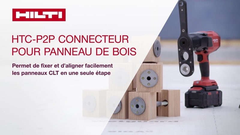 Vidéo promotionnelle du connecteur de bois HTC-P2P. Cette vidéo présente le fonctionnement du connecteur structurel pour les panneaux de plancher CLT (bois lamellé croisé), ainsi que ses caractéristiques et avantages.