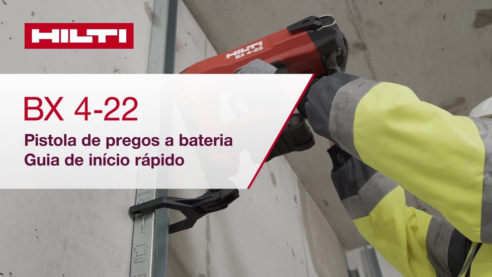 Vídeo de instruções sobre como utilizar a pistola de pregos a bateria para betão BX 4-22. Este vídeo apresenta um guia de início rápido. Esta é a versão para W1 e ROW.