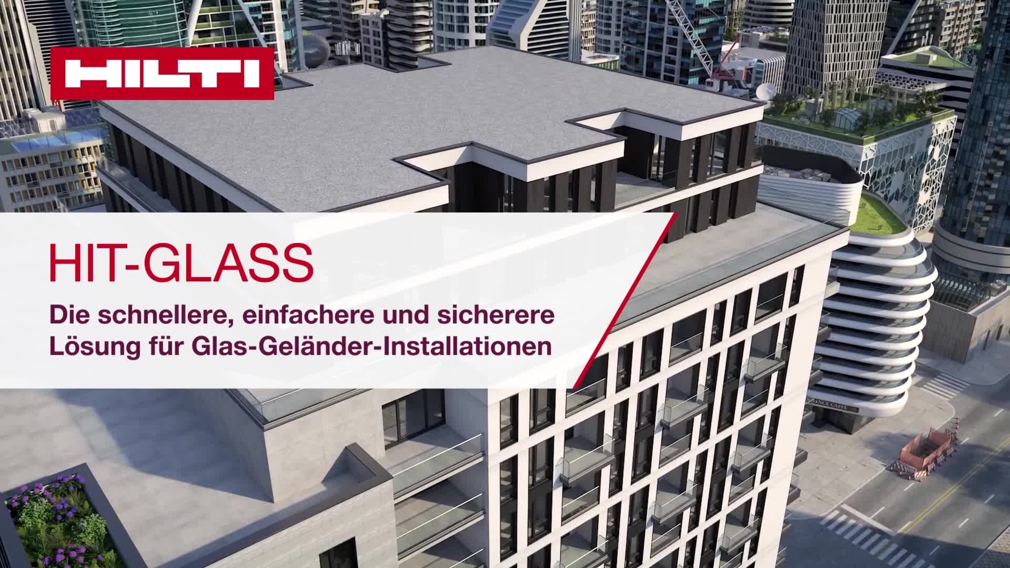 Anleitungsvideo zum HIT-Glass-System, das einen Überblick über die Funktionsweise des Systems gibt, um zu zeigen, dass dies die schnellere, einfachere und sicherere Lösung für die Montage von Glasgeländern ist.