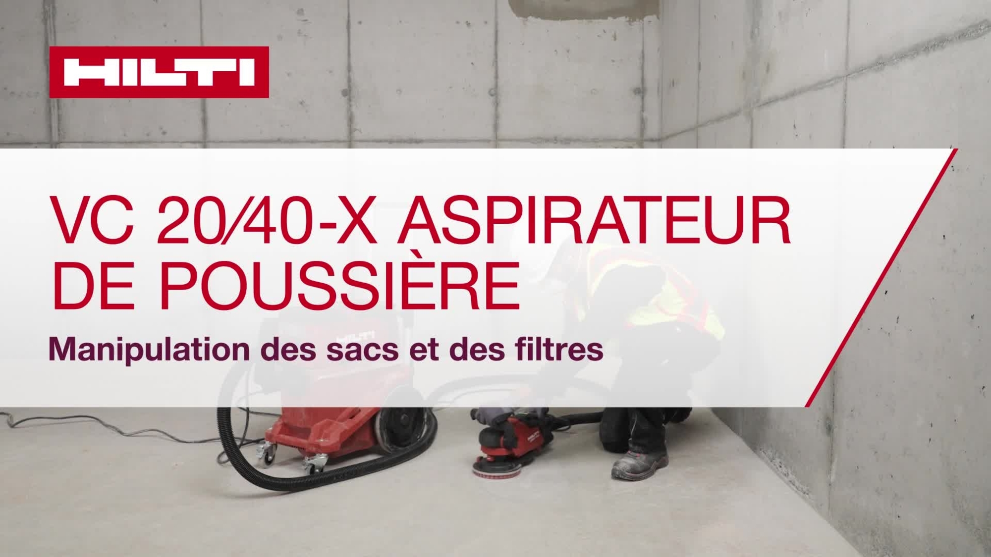 Vidéo didactique montrant l'installation du sac, du sac en continu et du filtre pour l'aspirateur VC&nbsp;20/40-X. ROW