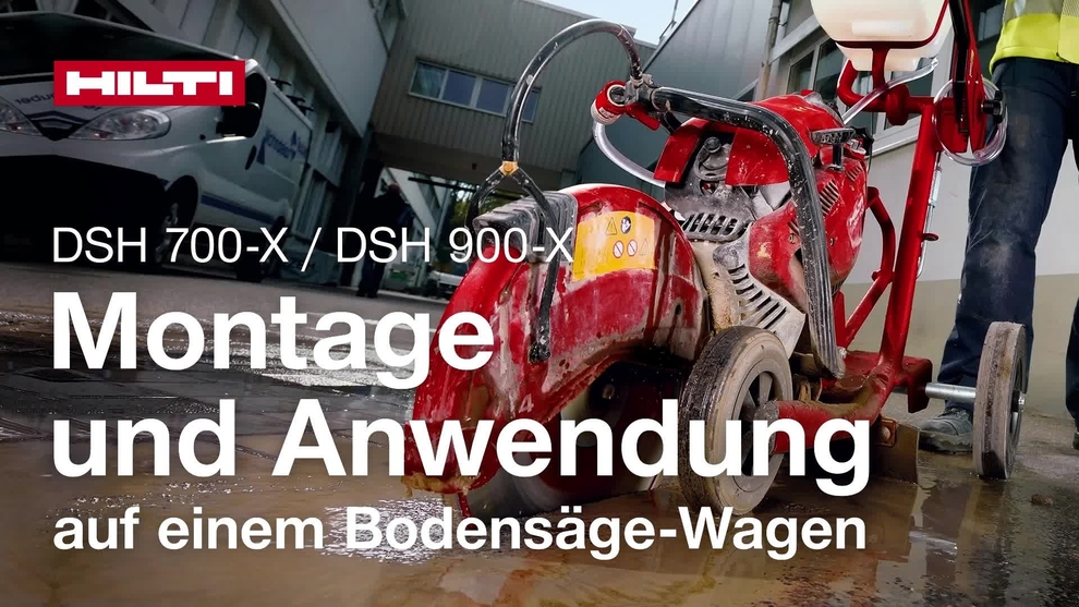 Vidéo explicative du montage de la découpeuse thermique sur un chariot de scie à sol et l'utilisation de la DSH 700-X / 900-X (G4).