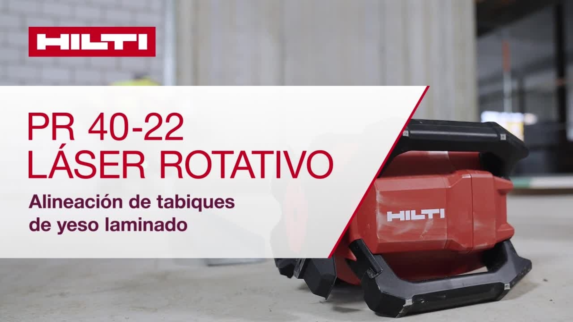 Vídeo de instrucciones que muestra cómo alinear un tabique seco con el láser rotativo PR 40G-22.