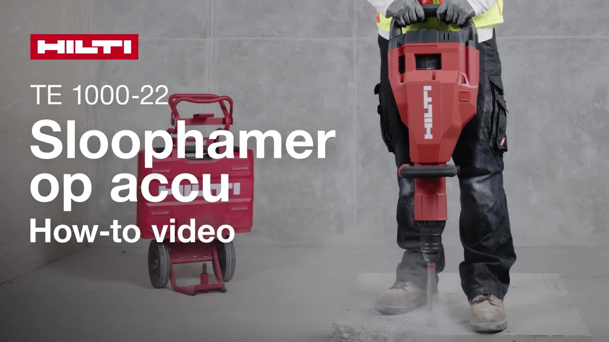 Instructievideo correct gebruik van de TE 1000-22 accu-sloophamer met stofafzuiging en de Exo-T.