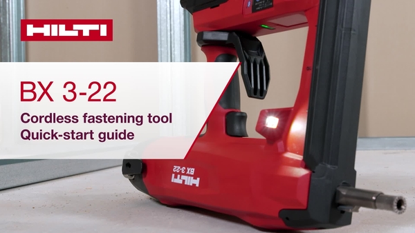 Instructional video as quick start guide for the cordless fastening tool BX 3-22 on how to properly set up operate and troubleshoot.