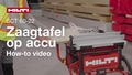 Instructievideo over het juiste gebruik van de accu-tafelzaag SCT 60-22. HNA-versie.