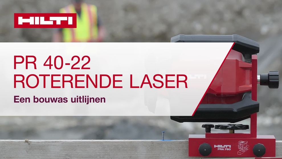 Instructievideo waarin de PR 40-22-roterende laser een bouwlijn uitlijnt. 