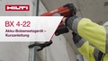 Video didattico su come usare l'inchiodatrice cordless per calcestruzzo BX 4-22. Questo video presenta una guida ad avvio rapido. Questa è la versione per W1 e ROW.