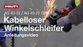 Vidéo d’instructions expliquant l’utilisation correcte de la meuleuse d’angle sans fil AG 4D-22 et AG 4S-22 Gen3.