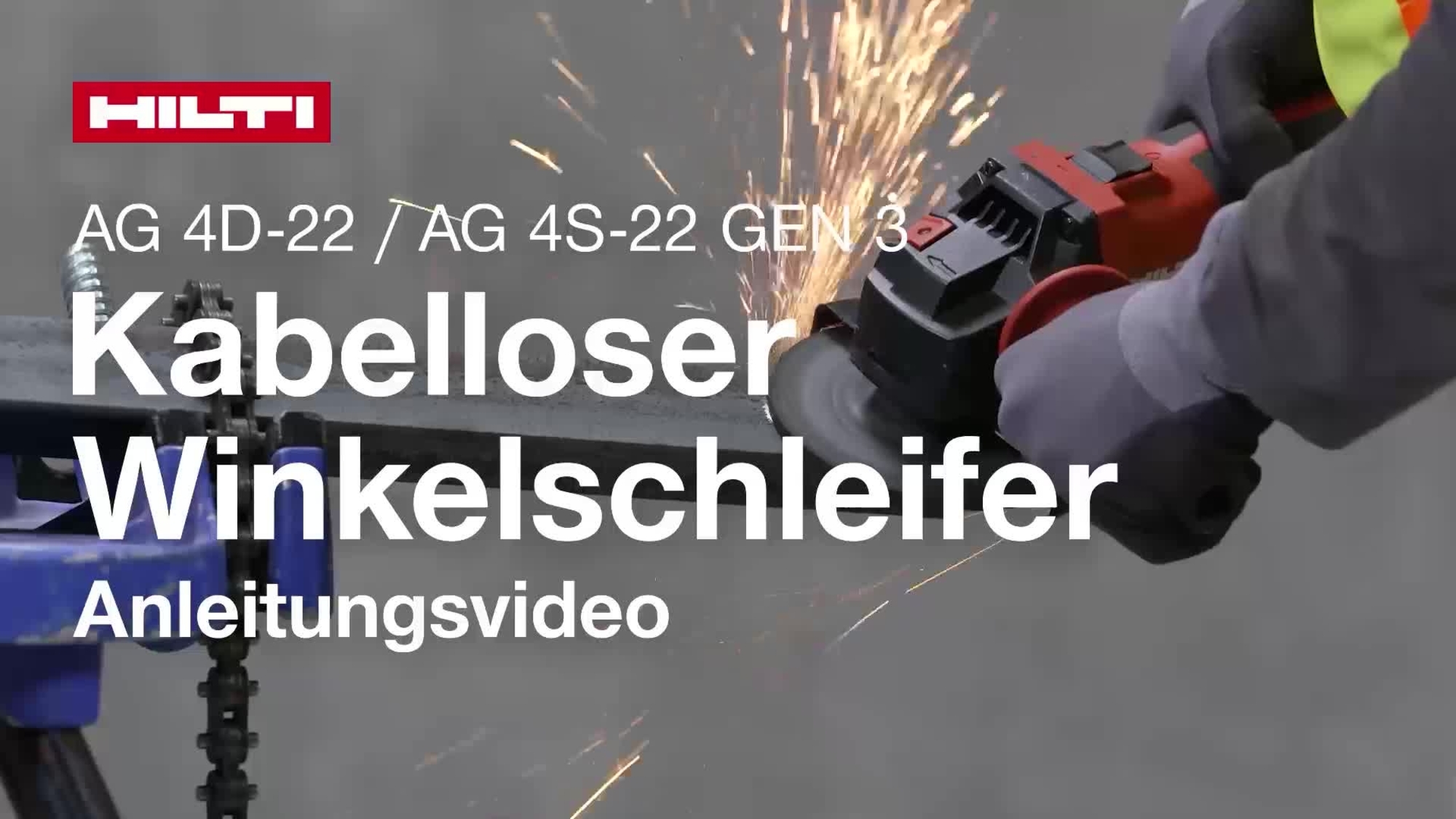 Vidéo d’instructions expliquant l’utilisation correcte de la meuleuse d’angle sans fil AG 4D-22 et AG 4S-22 Gen3.