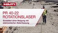 Anleitungsvideo, das zeigt, wie man mit dem Rotationslaser PR 40-22 eine digitale Neigung mit elektronischer Zielerfassung richtig einstellt.