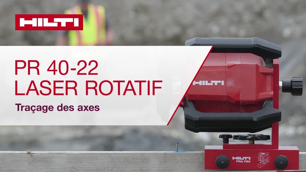 Instructievideo waarin de PR 40-22 roterende laser te zien is die een gebouwas uitlijnen.