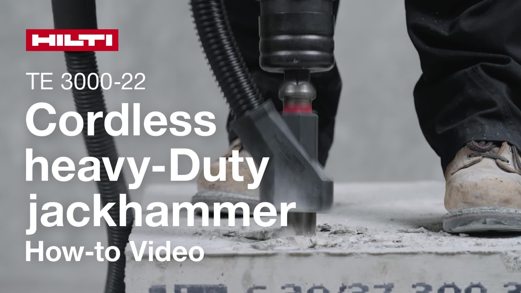 Instructional video on how to use the Cordless Heavy-Duty jackhammer TE 3000-22 and the Dust reduction system properly.