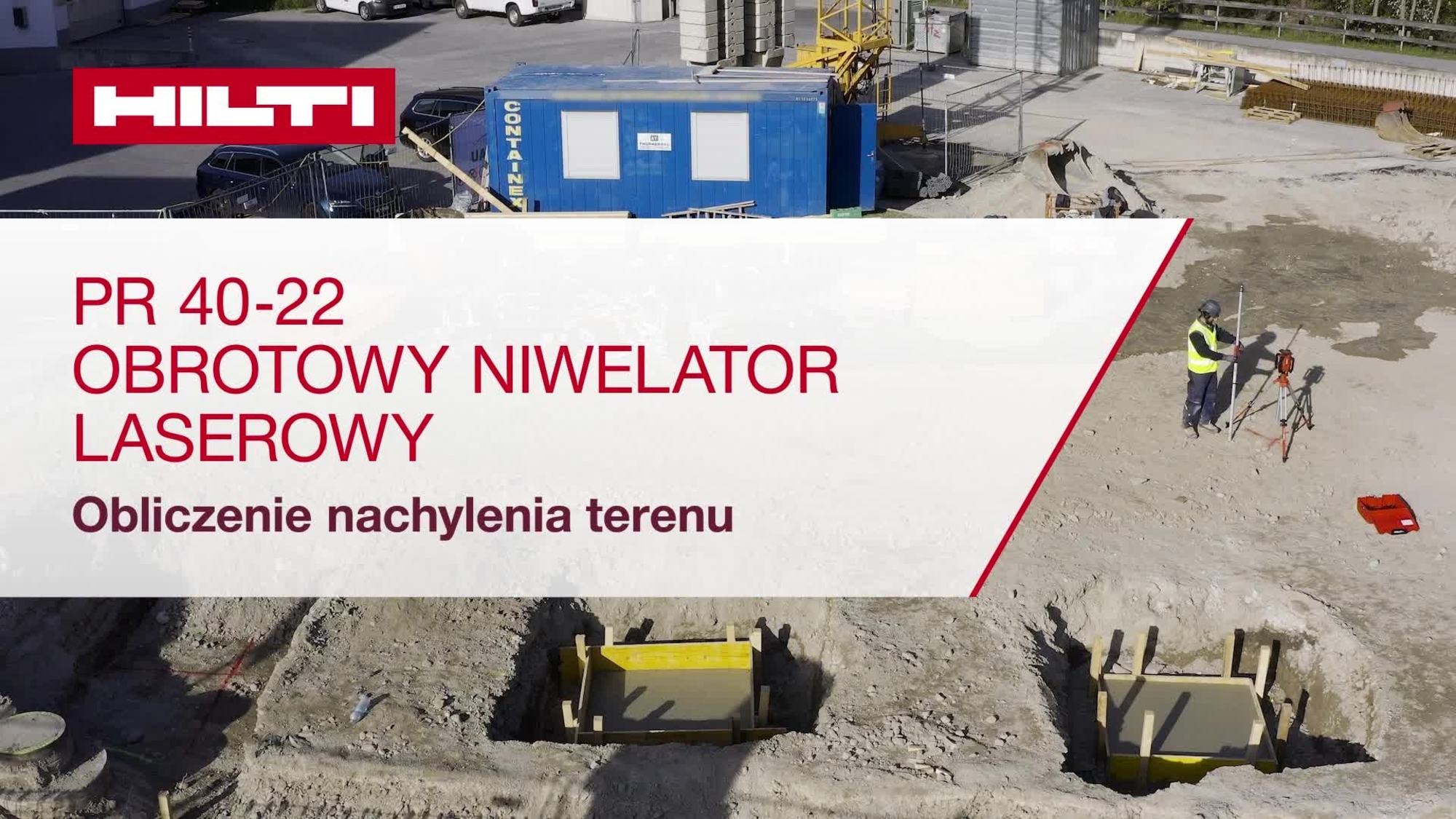 Film instruktażowy prezentujący sposób sprawdzania wartości nachylenia istniejącego spadku przy użyciu lasera obrotowego PR 40-22.