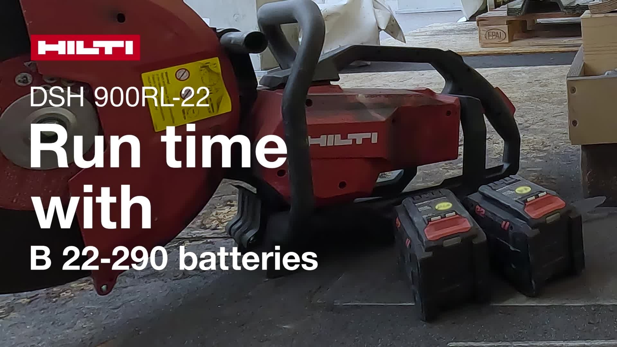 A DSH 900-22 két NURON 290 akkumulátor használatával elérhető akkumulátor hatótávolságának bemutatása. Sínvágási alkalmazás.