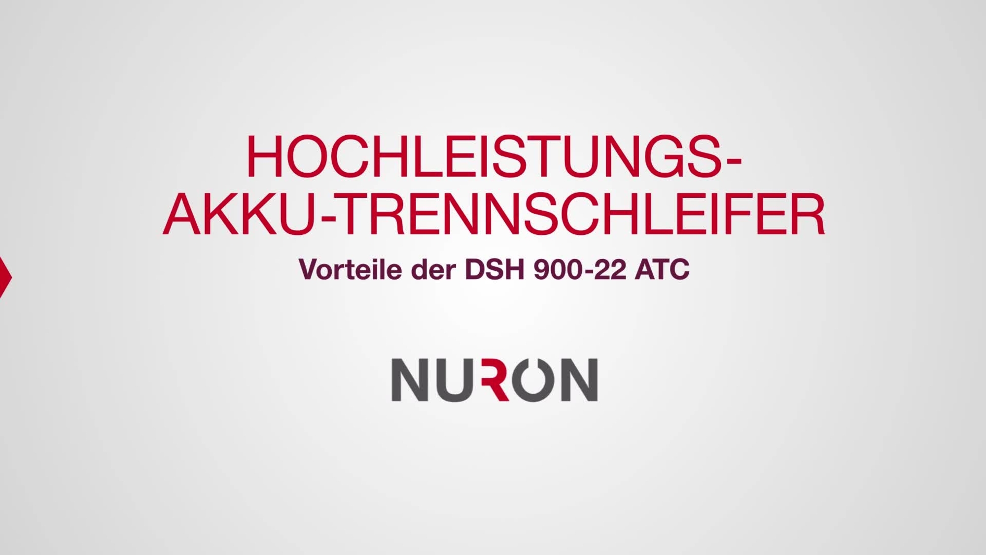 Presentazione della nuova troncatrice a batteria DSH 900-22. Il video mostra le caratteristiche e i vantaggi della nostra più grande e potente troncatrice a batteria Nuron.