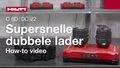 Instructievideo over het correcte gebruik van de C 8DC-22-dubbele lader. Zonder rode-licht-scène.