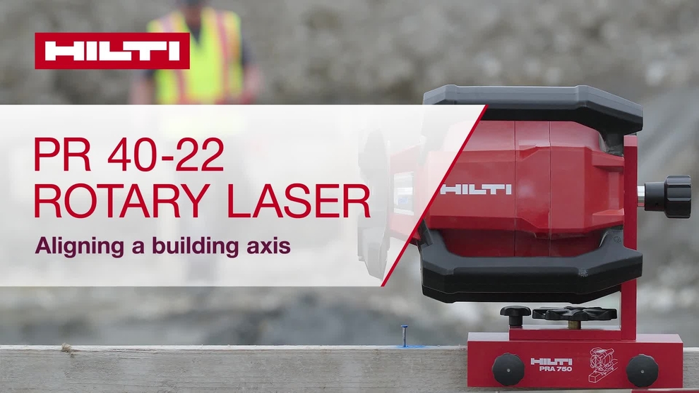 Instructional video showing the PR 40-22 rotary laser aligning a building axis. 