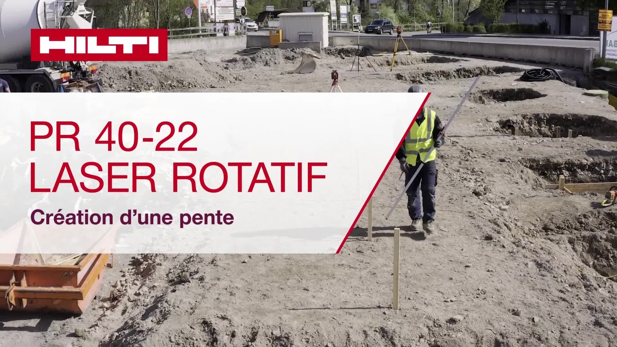 Vidéo didactique sur le réglage correct d'une pente numérique avec le laser rotatif PR 40-22.