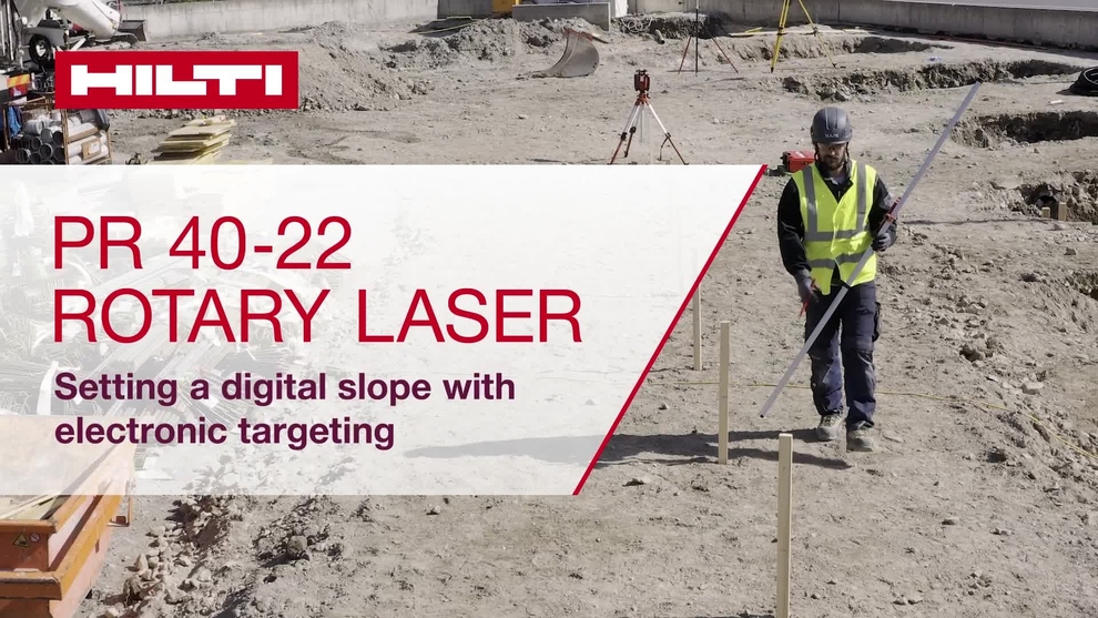 Instructional video showing how to set a digital slope with electronic targeting with the PR 40-22 rotary laser properly.