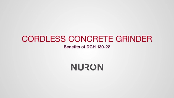 A 16:9 promotional video showcasing the features and benefits of the new Nuron DGH 130-22 cordless concrete grinder.