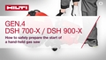 Instructional video showing how to safely prepare the start of a hand-held gas saw DSH 700-X / 900-X (G4).