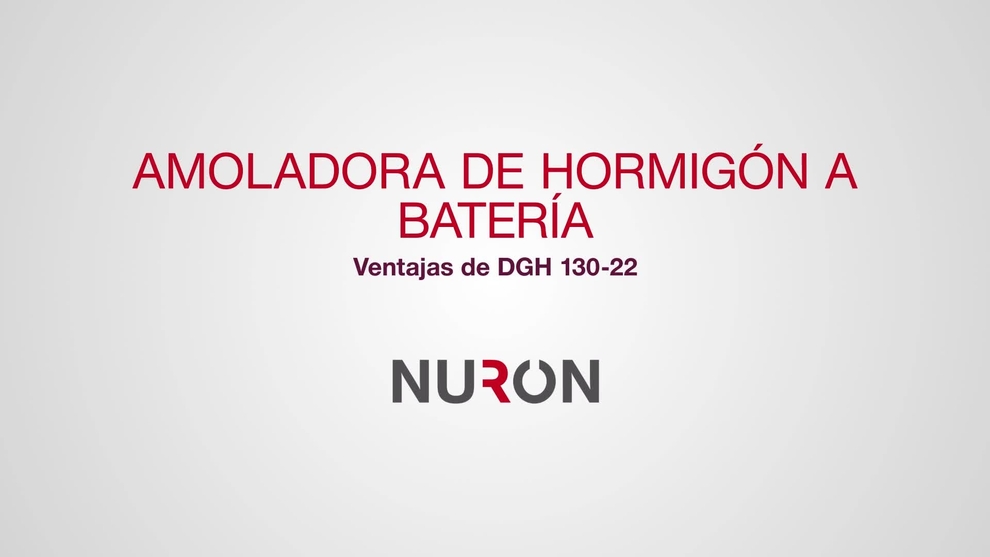 Vídeo 16:9 sobre las funciones y ventajas de la amoladora de hormigón a batería Nuron DGH 130-22.