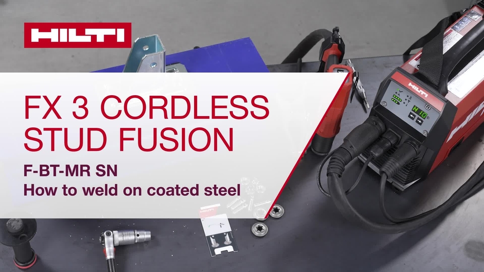 This is a how to video for F-BT-MR-SN welding studs on a coated surface with Stud Fusion. It shows users, step by step, how to prepare the surface correctly, use the magnetic clamp, weld the stud correctly and then fasten a baseplate.