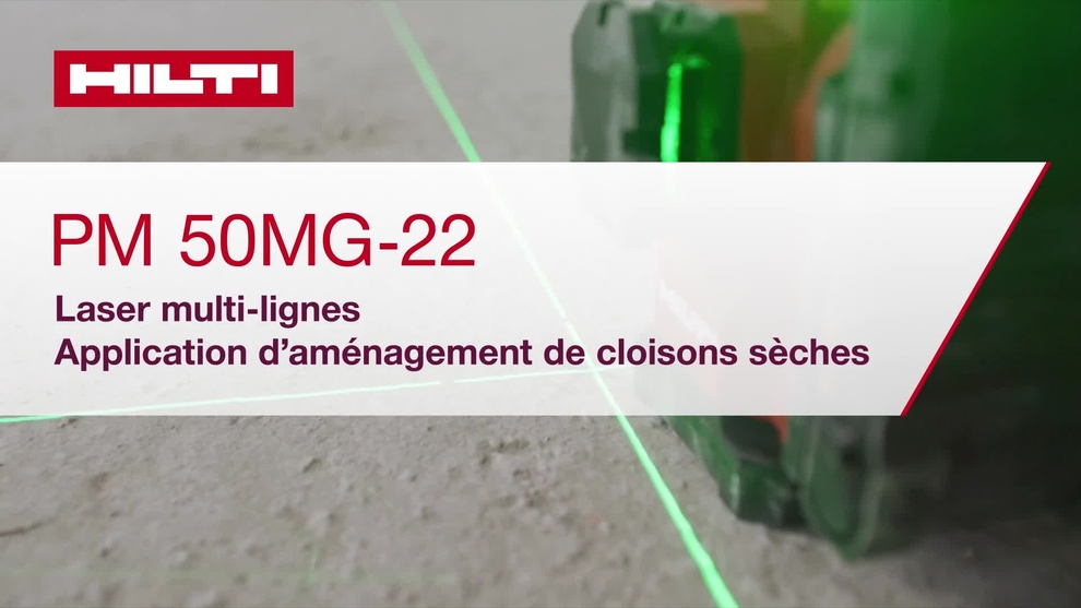 Instructievideo over het gebruik van multilijnlaser PM 50MG-22 voor toepassing voor de indeling van gipsplaten. Deze video bevat een snelgids. Dit is de versie voor W1 en ROW