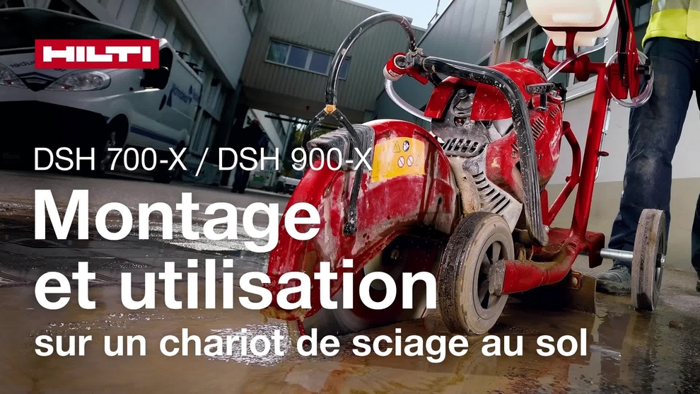 Vidéo explicative du montage de la découpeuse thermique sur un chariot de scie à sol et l'utilisation de la DSH 700-X / 900-X (G4).