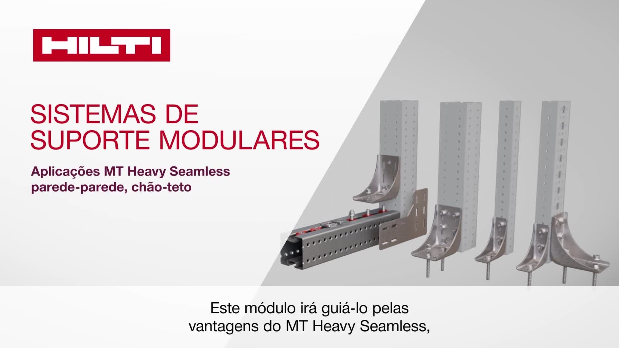 Vídeo promocional externo para formar engenheiros, técnicos e empreiteiros sobre a oferta de produtos MT Heavy Seamless para parede-parede e piso-teto.