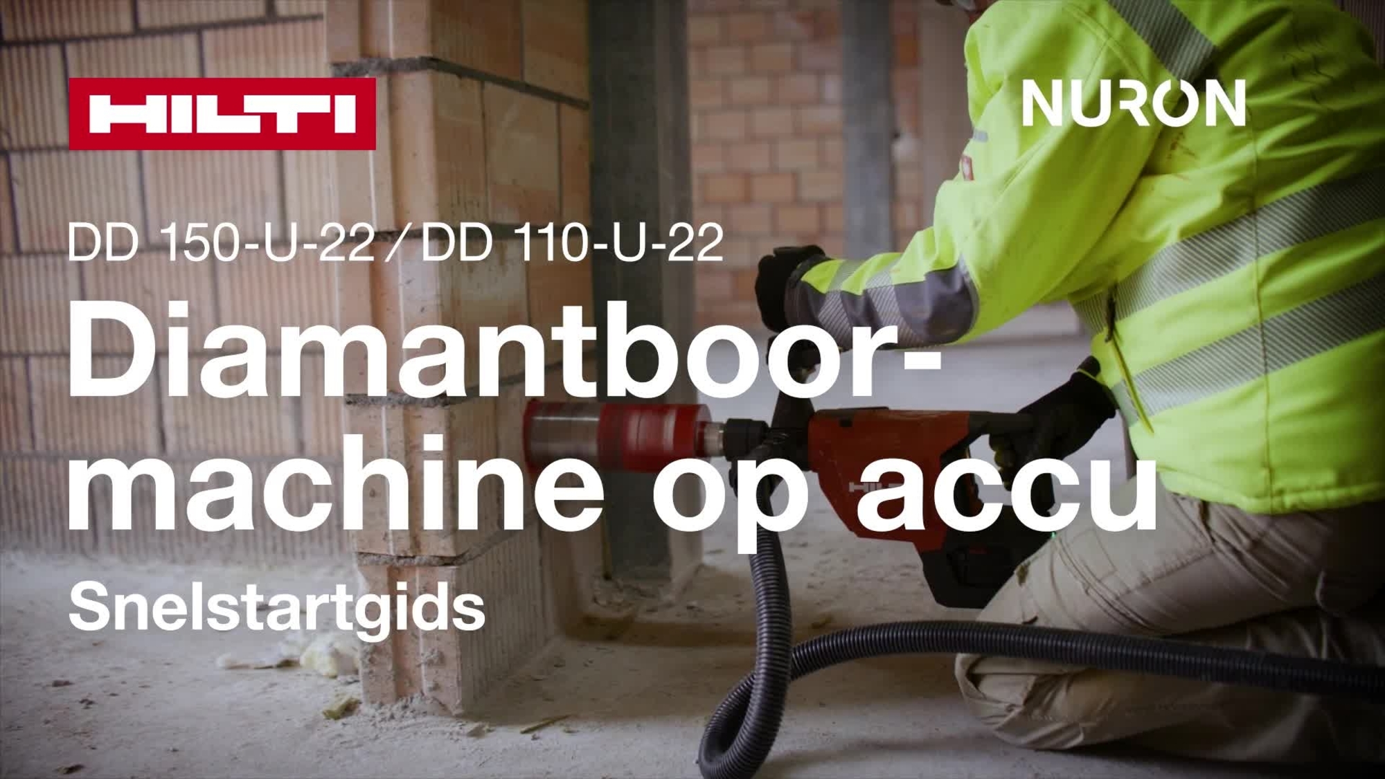 Instructievideo over het gebruik van de kernboormachine op accu DD 150-U-22 en DD 110-U-22.