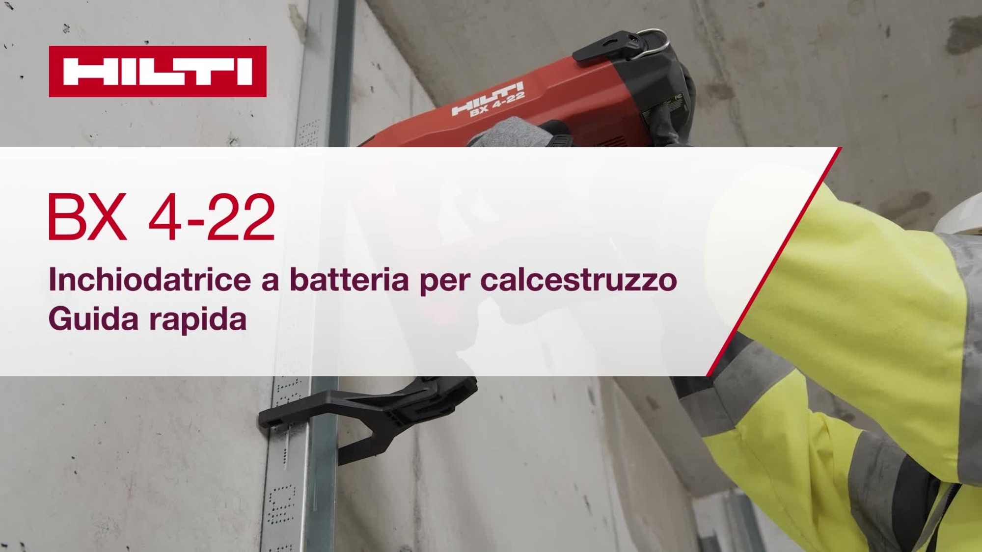 Anleitungsvideo zur Verwendung des Akku-Bolzensetzgeräts BX&nbsp;4-22. Dieses Video enthält eine Schnellstartanleitung. Dies ist die Version für W1 und ROW.