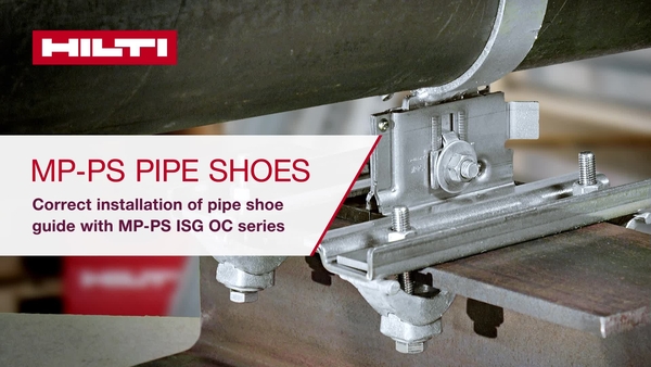 Instructional video on the Hilti MP-PS ISG OC Series - the new adjustable line- and plain guide beam connector in combination with MP-PS pipe shoes