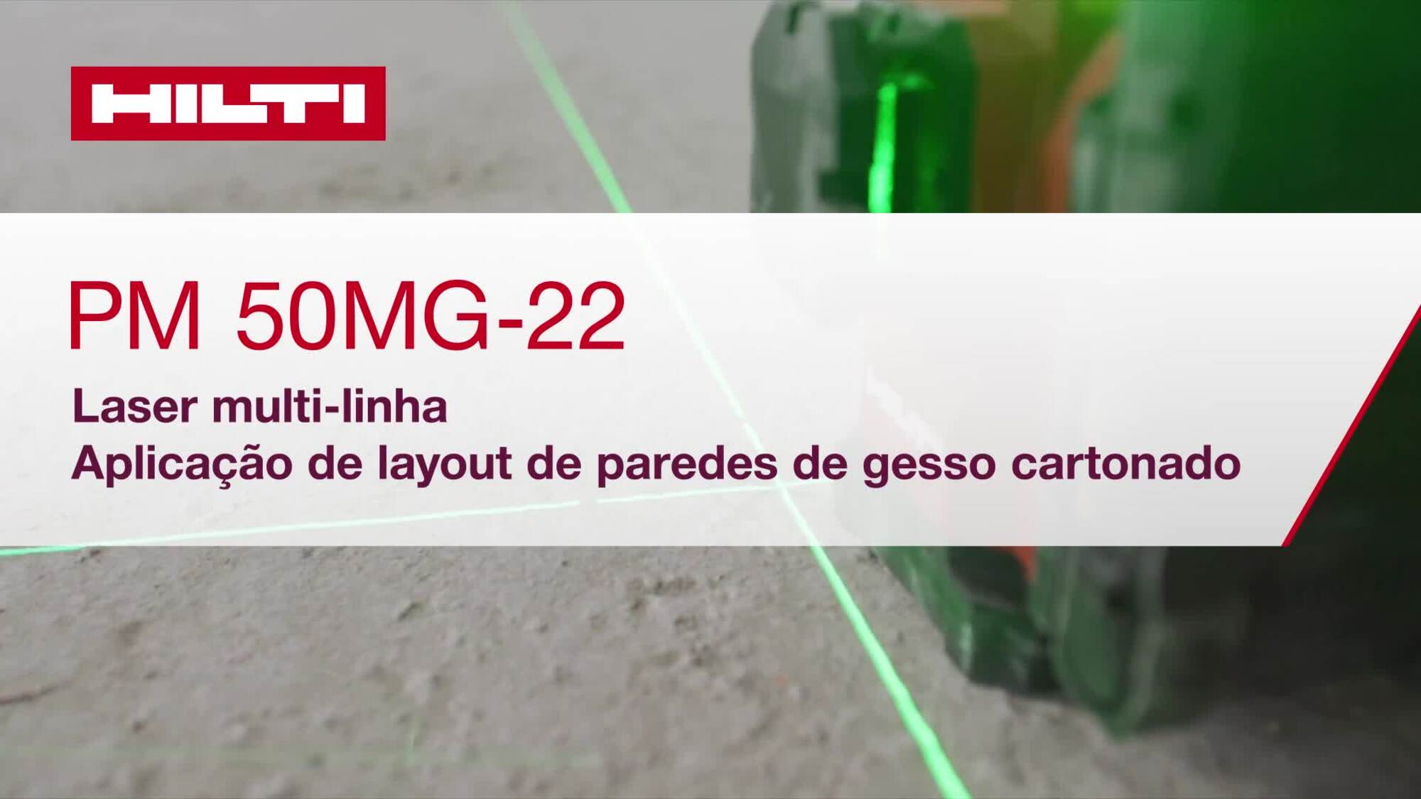 Vídeo de instruções sobre como usar o laser multilinhas PM 50MG-22 para aplicação de gesso cartonado. Este vídeo apresenta um guia de início rápido. Esta é a versão para W1 e ROW