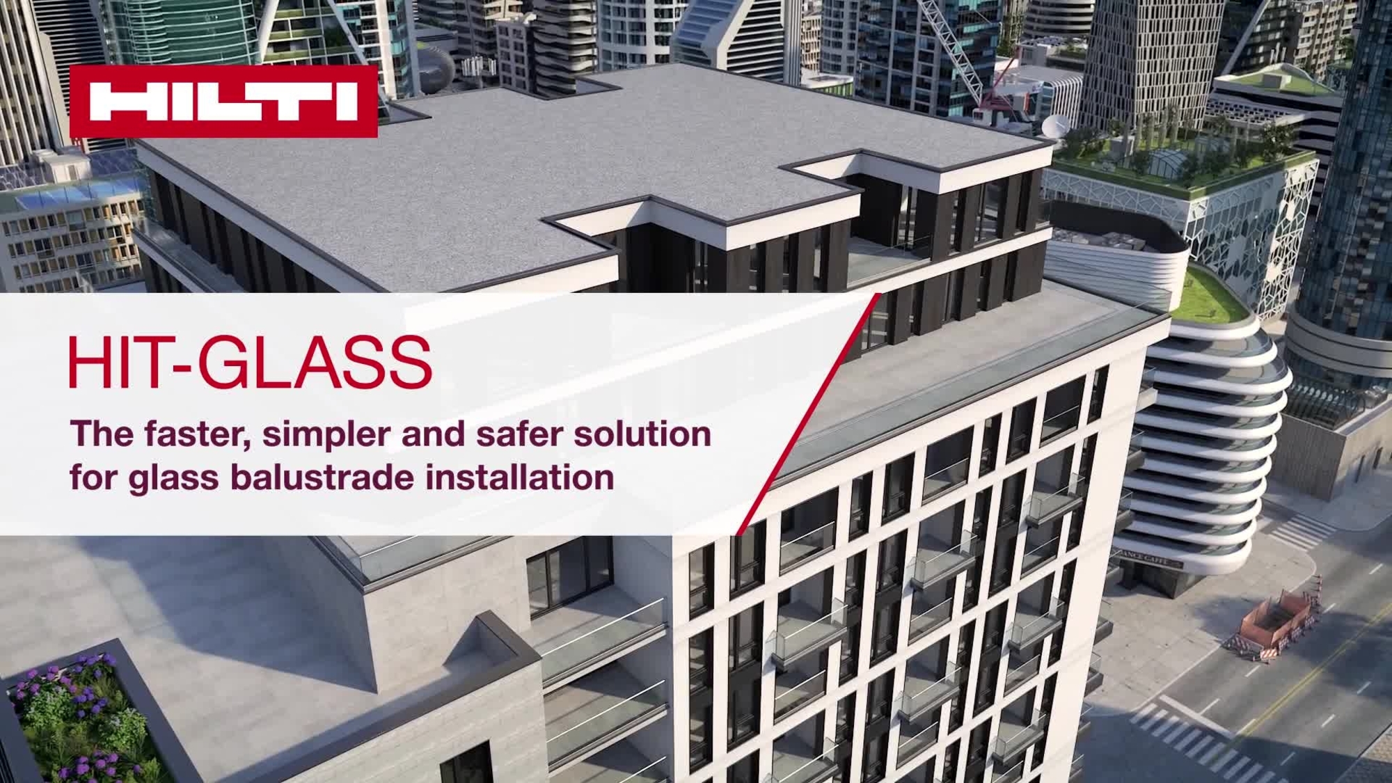 Instruction video of HIT-Glass system giving an overview of how the system works, to show this is the faster, simpler and safer solution for glass balustrade installation. (16x9, EN) (W1). Localized to add ASTM E2353-21.