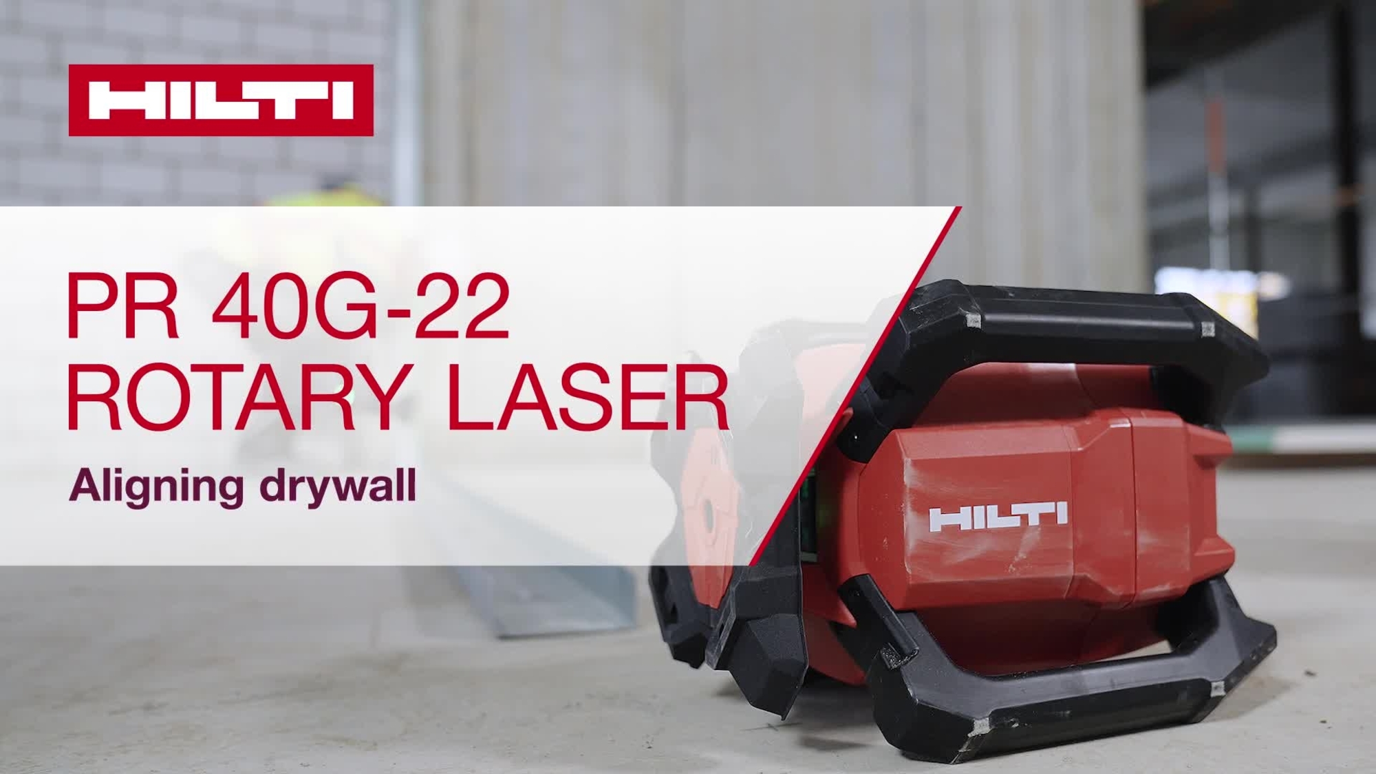 Instructional video showing how to align a drywall with the PR 40G-22 rotary laser. 