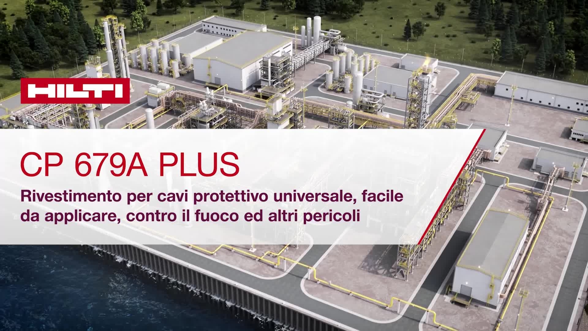 Werbefilm zur Verwendung der Hilti Brandschutzkabelbeschichtung CP 679 A Plus, einer einfach aufzutragenden Schutzbeschichtung gegen Feuer und andere Bedrohungen. 