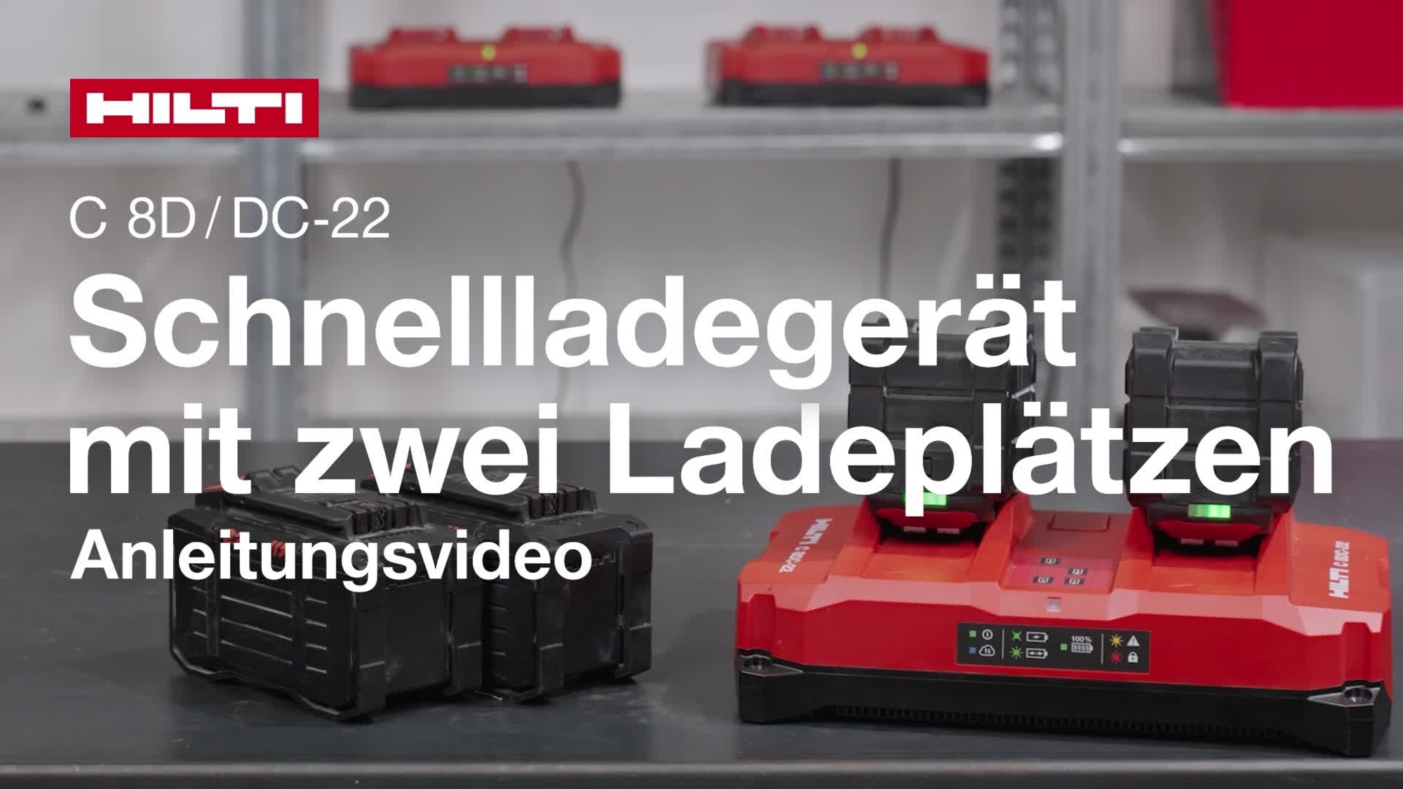 Anleitungsvideo zur richtigen Verwendung des C 8DC-22 Doppelladegeräts. Ohne Rotlichtszene.