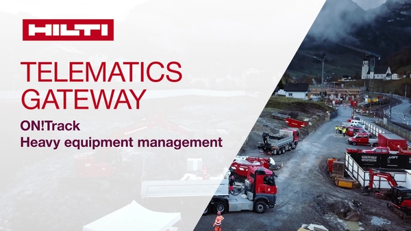 A 16x9 promotional video for Hilti's ON!Track telematics gateway. A product to help customers with heavy equipment management.