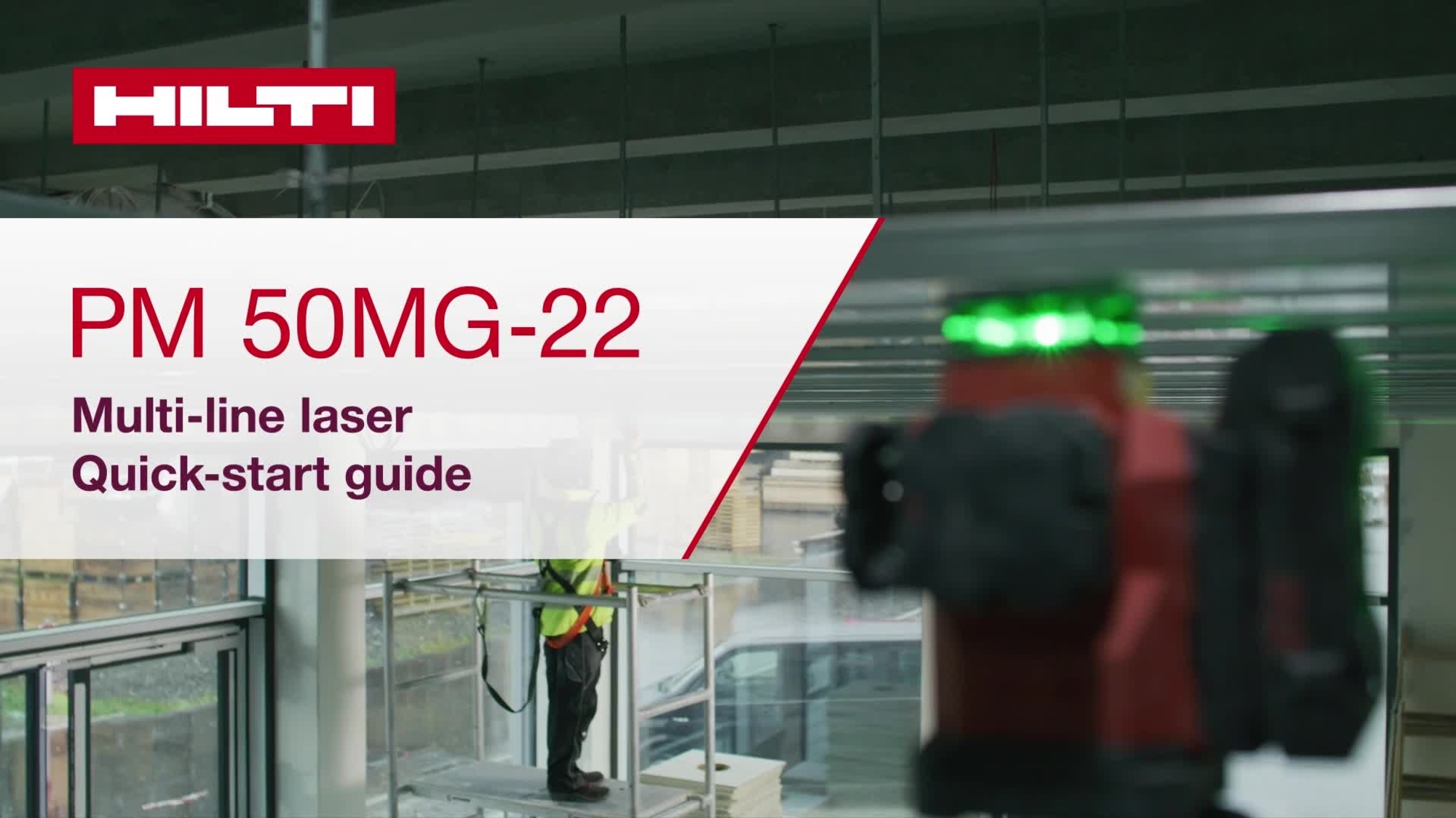 Instructional video on how to use the PM 50MG-22 multi-line laser from setup to application. This video presents a quick start guide. This is the version for W1 and ROW.
