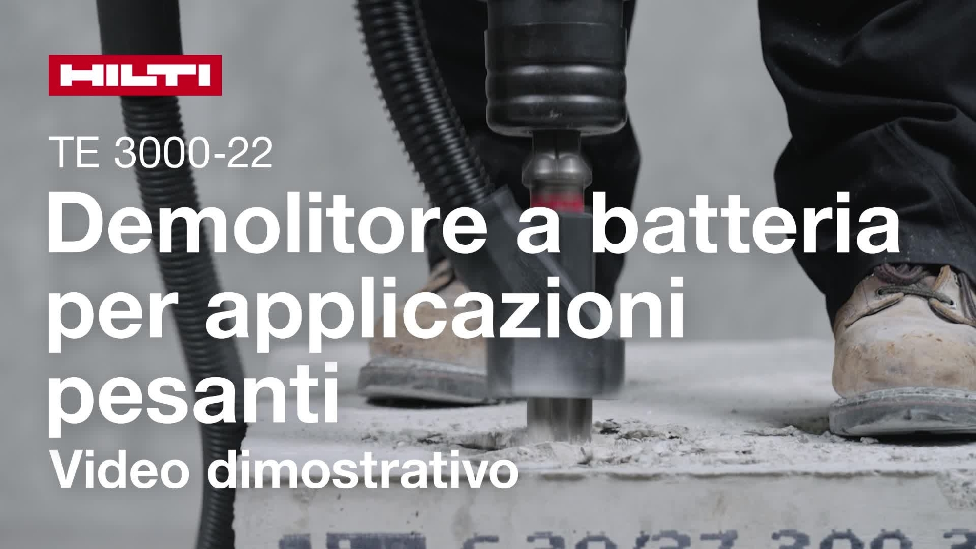 Vidéo d’instructions sur l’utilisation correcte du marteau-piqueur sans fil à charge lourde TE 3000-22 et du système de réduction de la poussière.