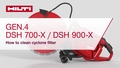 Instructional video showing how to clean the cyclone filters on the DSH 700-X / 900-X (G4)
