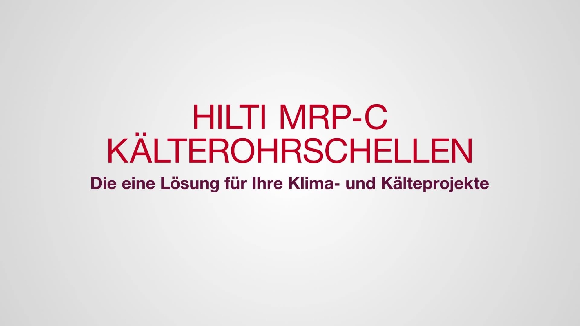 Werbevideo für die neue Schnellverschluss-Kühlrohrschelle MRP-C. Die Zuschauer erfahren mehr über die Merkmale und Vorteile dieses Produkts