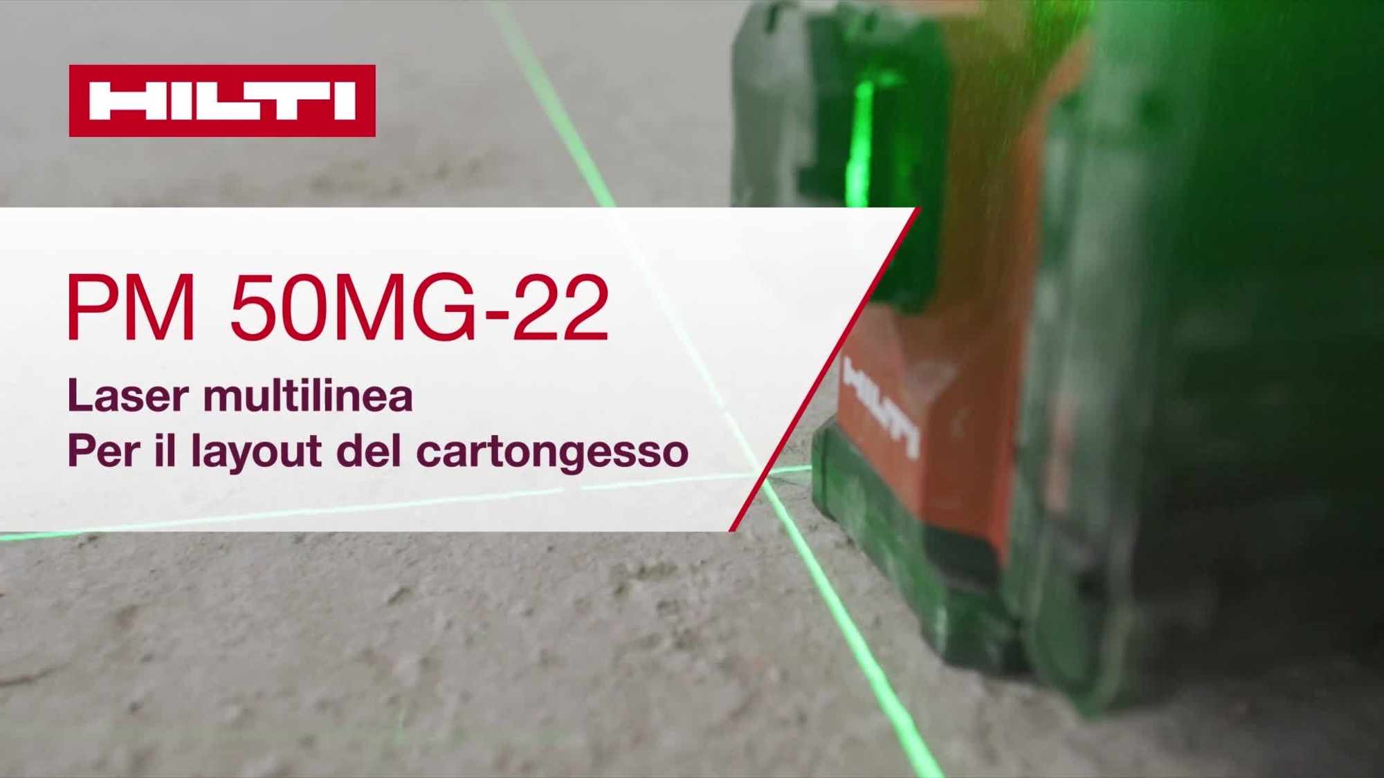 Video didattico sull'utilizzo del laser multilinea PM 50MG-22 per l'applicazione di layout del cartongesso. Questo video presenta una guida ad avvio rapido. Questa è la versione per W1 e ROW