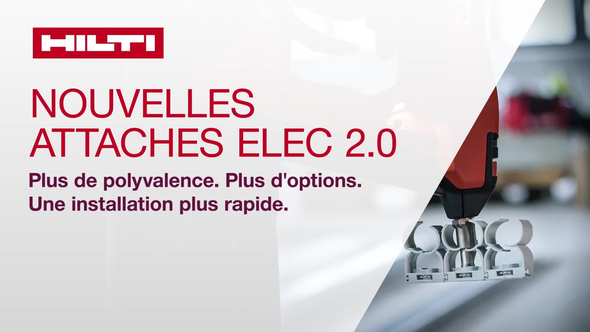 Vidéo promotionnelle présentant les avantages et caractéristiques des fixations électroniques. Ces ressources présentent la compatibilité avec différentes attaches pour câbles&nbsp;/ tubes sur les matériaux supports