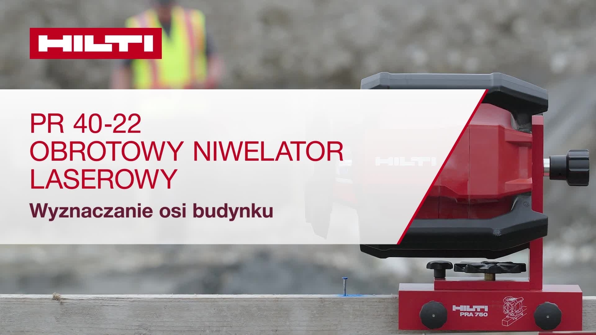 Film instruktażowy prezentujący laser obrotowy PR 40-22: poziomowanie osi budynku. 