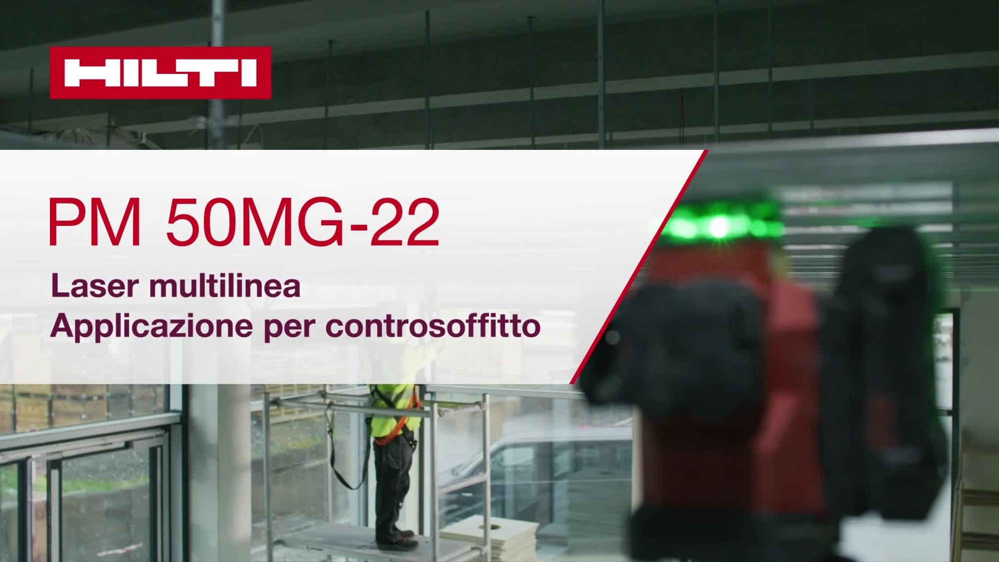 Video didattico sull'utilizzo del laser multilinea PM 50MG-22 per l'applicazione di controsoffitti. Questo video presenta una guida ad avvio rapido. Questa è la versione per W1 e ROW.