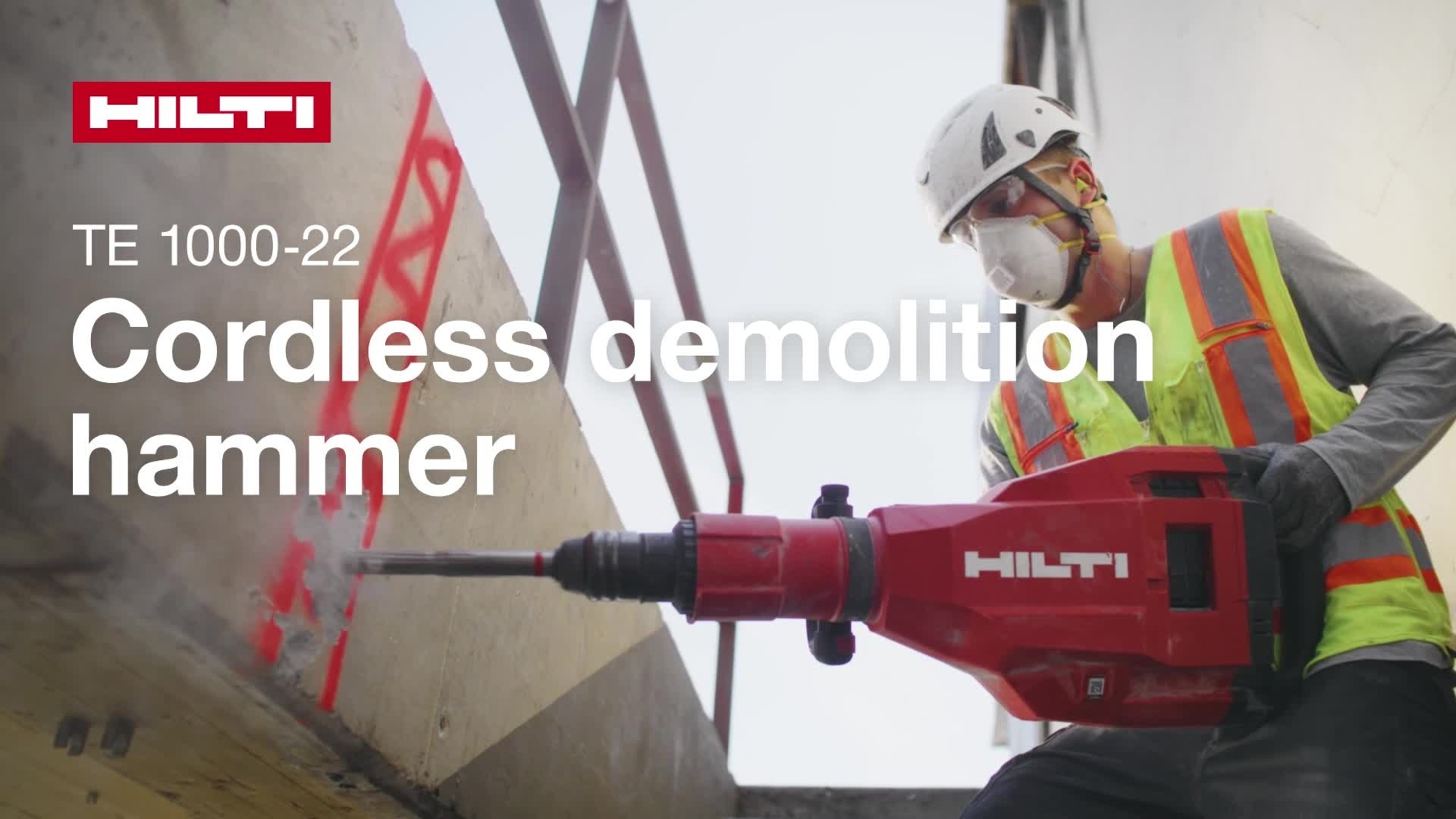 Promotional video of the cordless demolition hammer TE 1000-22 highlighting all its features and benefits. (Edited for W1)